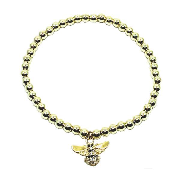 Beaded Bracelet: Gold Plated With Bumble Bee Charm (BG45BEE) Fashion Bracelet athenadesigns BG45BEE 