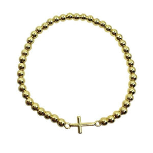 Beaded Bracelet With Cross: Gold Plated (BG40CRS) Bracelet athenadesigns 
