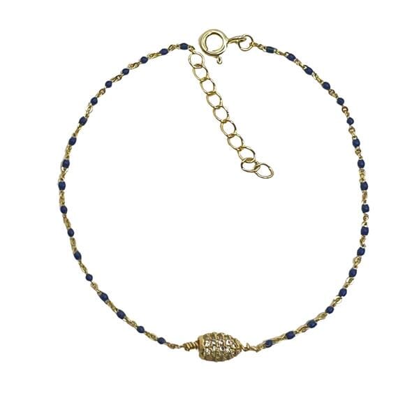 Chain: Semi Precious Beaded Stones & Pave Bead on Gold Vermeil: Lapis Bracelet athenadesigns 