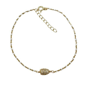 Chain: Semi Precious Beaded Stones & Pave Bead on Gold Vermeil: White (BG7045WT) Bracelet athenadesigns 