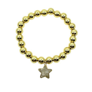 8mm Beaded Bracelet with Rutilated Quartz Star SALE athenadesigns 