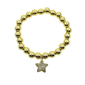 8mm Beaded Bracelet with Rutilated Quartz Star SALE athenadesigns 