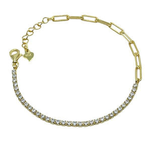 CZ Link Chain Bracelet: Gold