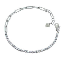 Load image into Gallery viewer, Prong Set CZ With Link Chain Bracelet: Sterling (BCS4540) Bracelet athenadesigns 
