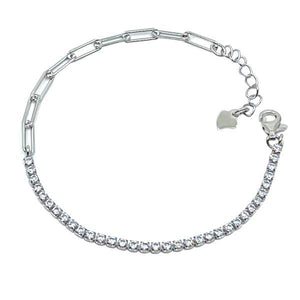 Prong Set CZ With Link Chain Bracelet: Sterling (BCS4540) Bracelet athenadesigns 