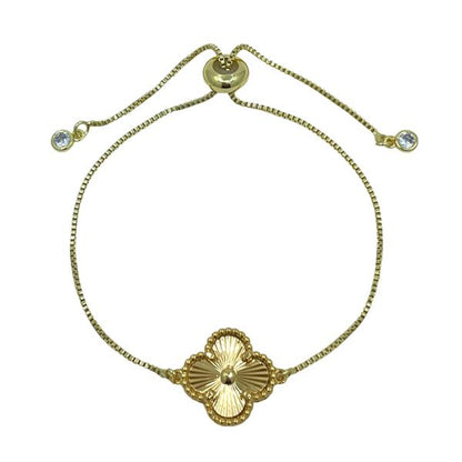 Clover Charm on Plated Gold Pull Chain Bracelet: 18KT Gold Fill (PBT4CLVG) Bracelet athenadesigns 