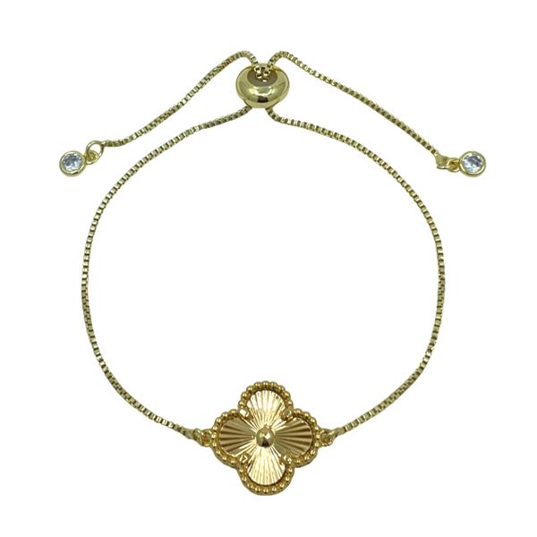 Clover Charm on Plated Gold Pull Chain Bracelet: 18KT Gold Fill (PBT4CLVG) Bracelet athenadesigns 