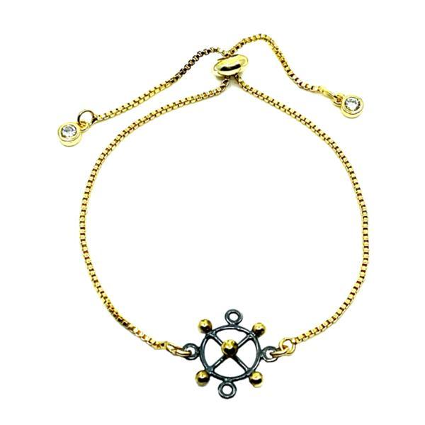 Pull Chain Bracelet: Mixt Metal Compass Gold Plated Chain (PGBT/CMPS) Bracelet athenadesigns 