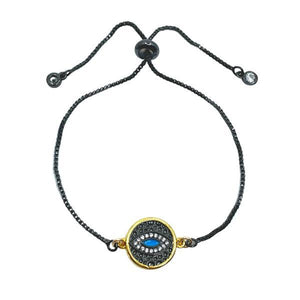 Pull Chain: Gold Plated with 24Kt GF Evil Eye (PXBT465EEX) Bracelet Athena Designs 