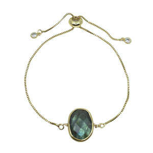 Pull Chain Bracelet: Bezel Set Oval Gemstone: Labradorite (PGBT708LD) Bracelet athenadesigns 