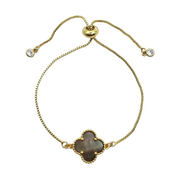 Clover Charm on Plated Gold Pull Chain Bracelet: Abalone (PBT4CLVAB) Bracelet athenadesigns 
