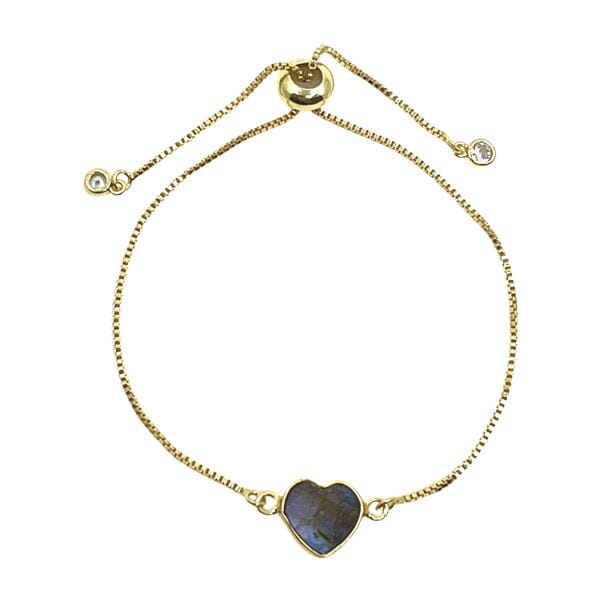 Heart: Semi Precious Stone on Pull Chain : Labradorite (PBT67LD) Bracelet athenadesigns 