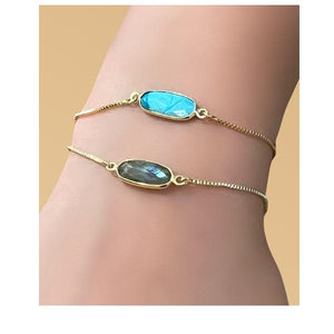 Pull Chain Bracelet With Turquoise Stone (PBT780TQ) Bracelet athenadesigns 
