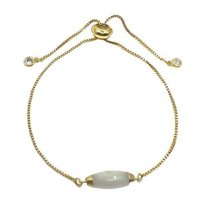 Mother of Pearl: Oval on Plated Pull Chain (PGBT478MOP) Bracelet athenadesigns 