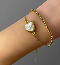 Load image into Gallery viewer, Pull Chain Bracelet: Heart Shaped Pearl (PGBT634) Bracelet athenadesigns 
