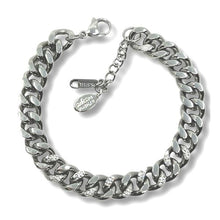 Load image into Gallery viewer, Stainless Steel &#39;Cuban&#39; Chain: rhodium Plated And CZ Bracelet: (BSS4450) Bracelet athenadesigns 
