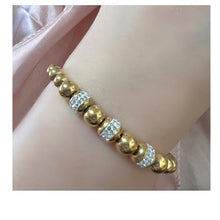 Load image into Gallery viewer, Stainless Steel Pull Chain: Gold Plated And CZ Bracelet: (PGBT4560) Bracelet athenadesigns 

