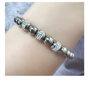 Stainless Steel Pull Chain: Rhodium Plated And CZ Bracelet: (PBT4560) Bracelet athenadesigns 