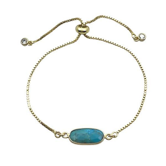 Pull Chain Bracelet With Turquoise Stone (PBT780TQ ) Bracelet athenadesigns 