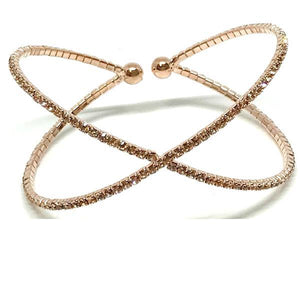 Rose Gold 'X' Crystal Cuff Bracelet (BRGX/405) Fashion Bracelet athenadesigns 