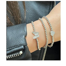 Load image into Gallery viewer, Beaded Bracelet With Pave Butterfly: Silver Plated (BS45BFLY) Bracelet athenadesigns 
