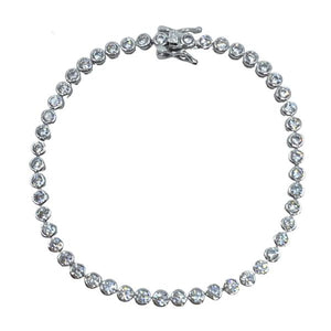 CZ Bezel Set Silver Plated Bracelet (BS4645) Bracelet athenadesigns 