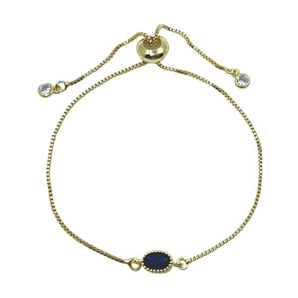 Pull Chain Bracelet: Oval Blue CZ Bezel Set (PGBT485B) SALE athenadesigns 