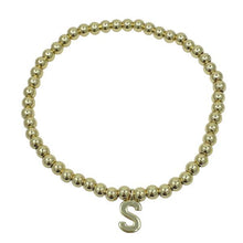 Load image into Gallery viewer, Beaded Bracelets With Initials: S-Z :Sterling or Vermeil Charms (BS40_ Or BG40_) Bracelet athenadesigns Gold S 

