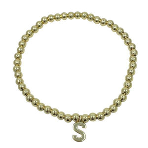 Beaded Bracelets With Initials: S-Z :Sterling or Vermeil Charms (BS40_ Or BG40_) Bracelet athenadesigns Gold S 