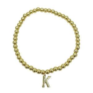 Beaded Bracelets With Initials: J-L :Sterling or Vermeil Charms (BS40_ Or BG40_) Bracelet athenadesigns Gold K 