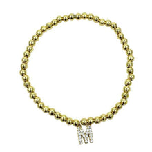 Load image into Gallery viewer, Beaded Bracelets With Pave Initials: M-R :Sterling or Vermeil Charms (BS40_ Or BG40_) Bracelet athenadesigns Gold M 
