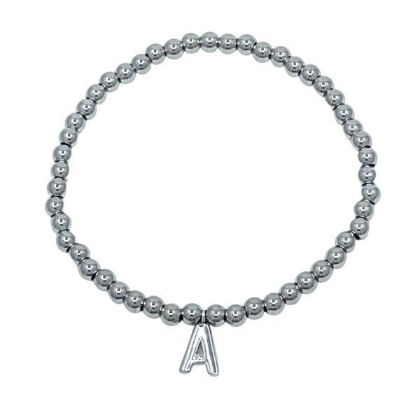 Beaded Bracelets With Initials: A-I :Sterling or Vermeil Charms (BS40_ Or BG40_) Bracelet athenadesigns Silver A 
