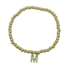 Load image into Gallery viewer, Beaded Bracelets With Initials: M-R :Sterling or Vermeil Charms (BS40_ Or BG40_) Bracelet athenadesigns Gold M 
