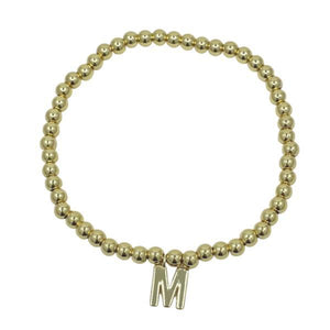 Beaded Bracelets With Initials: M-R :Sterling or Vermeil Charms (BS40_ Or BG40_) Bracelet athenadesigns Gold M 