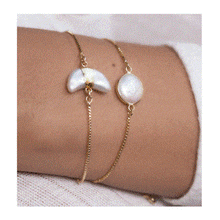 Load image into Gallery viewer, Pull Chain Bracelet: Fresh Water Round Pearl: Gold (PGBT436) Bracelet athenadesigns 
