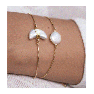 Pull Chain Bracelet: Fresh Water Round Pearl: Gold (PGBT436) Bracelet athenadesigns 