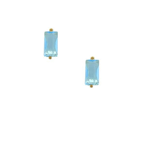 Crystal Baguette Stud: Sterling or Gold Vermeil: (E_P580AQ) Earrings athenadesigns Gold Vermeil: EGP580AQ 