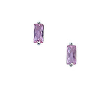 Load image into Gallery viewer, Crystal Baguette Stud: Gold Vermeil or Sterling: Pink (E_P580PK) Earrings athenadesigns Sterling: ESP580PK 
