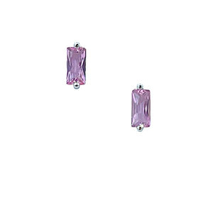 Crystal Baguette Stud: Gold Vermeil or Sterling: Pink (E_P580PK) Earrings athenadesigns Sterling: ESP580PK 