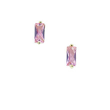 Load image into Gallery viewer, Crystal Baguette Stud: Gold Vermeil or Sterling: Pink (E_P580PK) Earrings athenadesigns Gold Vermeil: EGP580PK 
