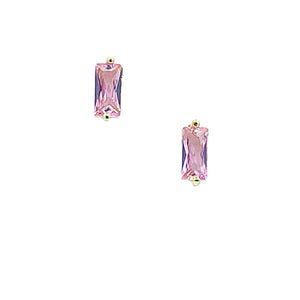 Crystal Baguette Stud: Gold Vermeil or Sterling: Pink (E_P580PK) Earrings athenadesigns Gold Vermeil: EGP580PK 