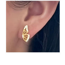 Load image into Gallery viewer, Butterfly Wing Studs : Gold Vermeil (EGP48BWNG) Earrings athenadesigns 
