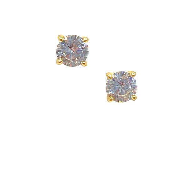 CZ Studs in a Vermeil 'Basket Setting' : Clear (EGP465C/6) Earrings athenadesigns 