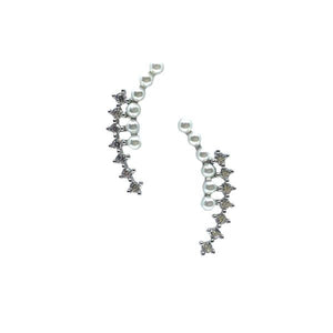 'Crawler': Pearl and CZ Earring: Sterling (ESP2/350) Earrings athenadesigns 