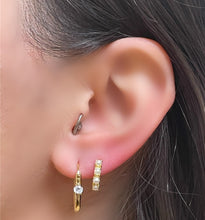 Load image into Gallery viewer, Oval Hoops with CZ Star: Gold Vermeil (EGH4805) Earrings athenadesigns 
