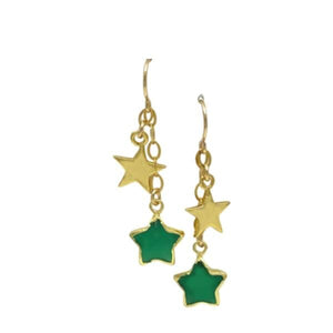 Star Earrings: Gold Fill and Stone: Green Onyx (EGCH47GO) Earrings athenadesigns 