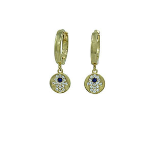 Hoop Earring: CZ Bezel Set Hamsa : Gold Vermeil (EGH456HMS) Earrings athenadesigns 