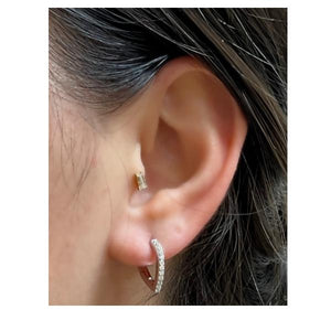Hoop: 'V' Shaped Sterling and Pave Earring (ESH4085) Earrings athenadesigns 
