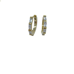 Small Hoop With CZ Baguettes: Gold Vermeil (EGH4545) Earrings athenadesigns 