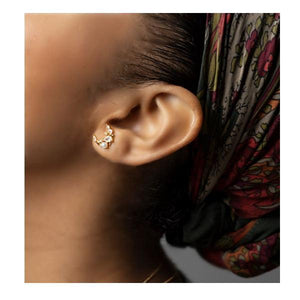 Crescent Moon Studs With Pearl and CZ's: Gold Vermeil (EGP453MN) Earrings athenadesigns 